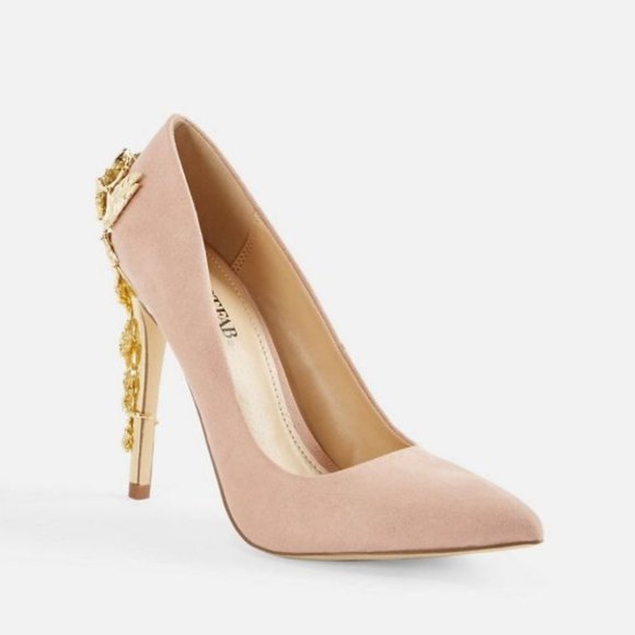 JustFab Shoes - JUSTFAB Blush Eve Metallic Heel Pump